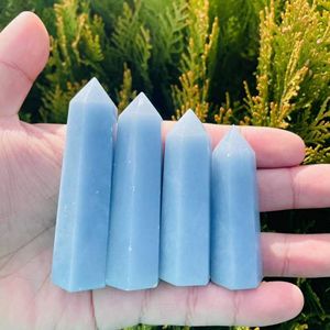 Vente directe d'usine Cristaux de chalcédoine bleue naturelle en forme de pointe de tour, baguette de quartz, pierres de guérison pour la décoration Feng Shui - Product Image 4