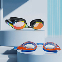 Schwimmbrille mit Antibeschlag-Funktion, Professionelle Wassersport-Rennbrille mit Nasenschutz für Erwachsene