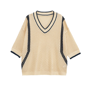 2025 nouvelle mode femmes mince tricoté pull rétro col en v décontracté vêtements pour femmes pour l'automne - Product Image 4