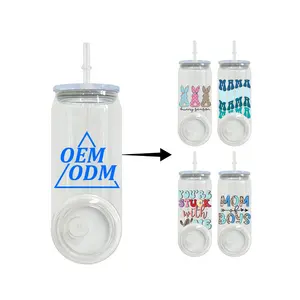 定制标志设计中空玻璃罐3D/5D紫外数码印刷可重复使用透明透明20盎司丙烯酸塑料乙烯基罐