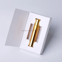 Vente en gros de flacons de parfum en verre miniatures portables rechargeables de 3 ml, 5 ml, 10 ml, 15 ml, finition mate, noir, or, argent, avec boîte en papier