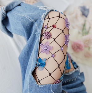 <span class=keywords><strong>Collants</strong></span> en résille tricotés pour femmes avec <span class=keywords><strong>collants</strong></span> <span class=keywords><strong>de</strong></span> compression à fleurs - Product Image 4