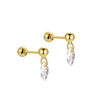 Zierliche 18K Vergoldete Sterling Silber Marquise Tropfen Flache Ohrstecker 925 Sterling Silber Tropfenförmige Hängeohrringe