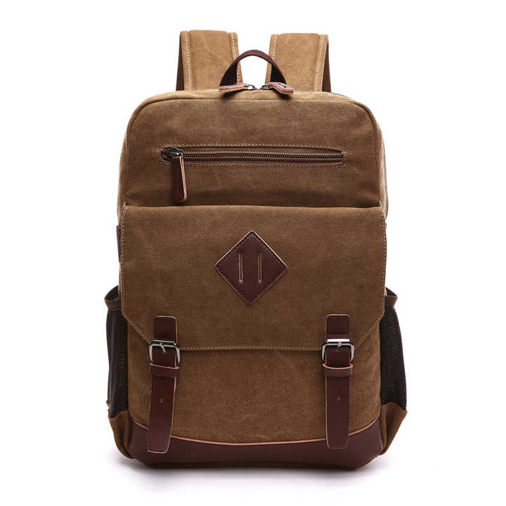 canvas leather backpack wholesale 25L Traveler Tan waterproof(splash and small raindrops) and not easily deformed Wholesale Leather Backpacks – MAHI