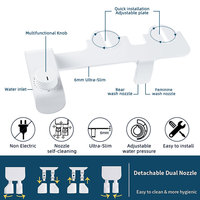Accessoire de toilette intelligent ultra-mince OEM ODM en ABS pour lavage féminin, sans électricité, double buse, pression d'eau réglable, pour salle de bain