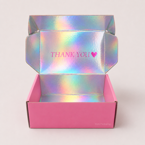 Boîte cadeau holographique rose pour cosmétiques, emballage d'abonnement pour vernis à <span class=keywords><strong>ongles</strong></span>, boîte d'expédition en carton ondulé personnalisée - Product Image 3