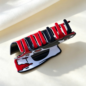 Pince à cheveux en PVC Halloween, motif Clown diabolique, style requin, amusante, fantaisie, personnalisée, <span class=keywords><strong>accessoire</strong></span> décontracté pour chignon - Product Image 3