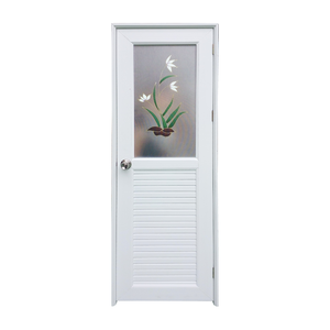 Design moderne Upvc/Pvc/Kunststof Dubbel Gehard Helder Glas Openslaande Badkamerdeur - Product Image 1