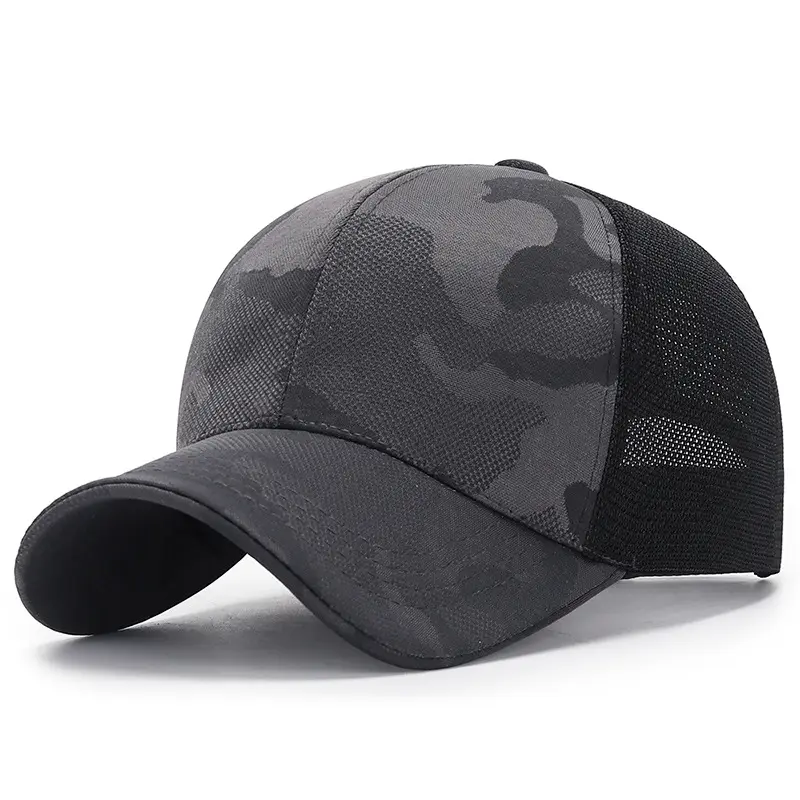 ODM free size adjustable camo color mesh design breathable workout sun protection fishing golf cap trucker hats for youth adult