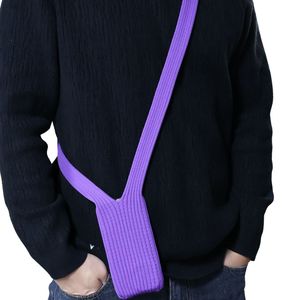 Bolso cruzado de punto para teléfono con cordón, cierre con cordón de poliéster de color sólido para uso diario - Product Image 4
