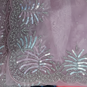 Saree en soie organza pure avec fil Zari paillettes pièce de chemisier long de Style indien pour les mariages et les fêtes des adultes - Product Image 1