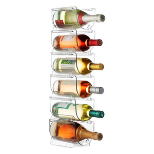 Supporto per organizzatore di stoccaggio per portabottiglie per vino in plastica trasparente impilabile in confezione da 4 pezzi di frigorifero ecologico senza BPA - Product Image 4
