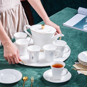 ชุดกาแฟเซรามิกสไตล์ยุโรปสีขาวหรูหราสำหรับจิบน้ำชายามบ่าย ขายส่งจากโรงงาน - Product Image 2