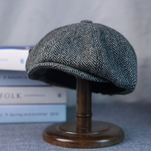 Casquette Gavroche en Laine Tweed à Chevrons pour Hommes et Femmes, Chapeau de <span class=keywords><strong>Peintre</strong></span> Vintage, Style Britannique Hiver, Casquette de <span class=keywords><strong>Boulanger</strong></span> - Product Image 3