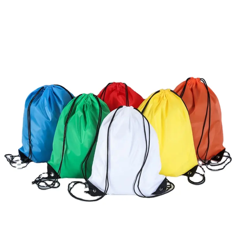 210d recycled sport polyester coloring purple green blue custom logo rpet drawstring bag backpack with BSCI