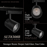 Foco Comercial LED COB Antideslumbrante UGR16 CRI90+ Inteligente Regulable Ajustable para Pistas de Luz en Azulejeras, Salas de Exposición, Galerías y Hoteles