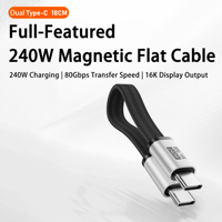Câble de données USB4 FPC plat Type C vers C 80 Gbit/s PD240W Charge rapide Projection vidéo 16K60Hz Câble court en TPE épaissi pour ordinateur portable