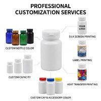 Flacon cylindrique en PET de 120 ml (100 g) personnalisé avec bouchon inviolable à déchirure imprimé en sérigraphie pour capsules de médicaments