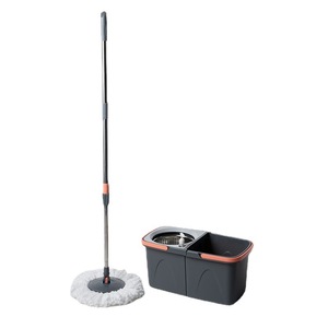 Ensemble serpillière et seau rotatif 360° en acier inoxydable, télescopique, portable, durable, pour <span class=keywords><strong>nettoyage</strong></span> sec/humide, facile à nettoyer - Product Image 1