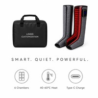 Bottes de massage à compression d'air à 6 chambres avec chaleur, sans fil, pour récupération, type C, double contrôleur - Vente en gros