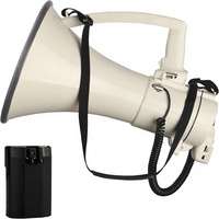 MGROLX 75W Mégaphone Haut-parleur puissant AUX (3,5 mm) USB pour entrée, Sirène intégrée, Enregistrement, Batterie rechargeable