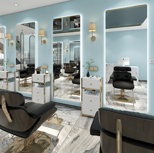Grands miroirs dorés sur toute la longueur Equipement de salon de coiffure avec lumière LED pour meubles de salon Miroir de coiffure - Product Image 6