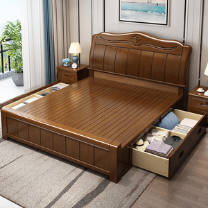 Cama King Moderna de Madera Maciza con Almacenamiento y Diseño, Muebles de Dormitorio WB-007, Cama de Madera Maciza, Estructura de Cama de Madera Maciza - Product Image 5