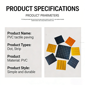 Tuile indicatrice tactile en <span class=keywords><strong>PVC</strong></span> haute résistance à l'usure, auto-adhésive, tapis de sécurité pour aveugles, pour la construction de passerelles publiques - Product Image 2
