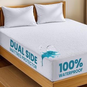 Protège-matelas double face doux et respirant avec dessus en éponge imperméable et panneaux latéraux Couvre-matelas lavable - Product Image 1