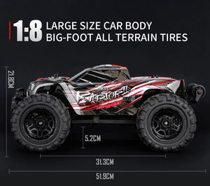 N518 truk Monster ESC anti air, truk Monster ESC, Remote Control nirkabel, skala 1/8 4WD, Motor Brushless 2 saluran 150M, 100km/jam + 2.4GHz - Product Image 5