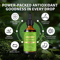 Vente en gros OEM Marque Privée 60ml Gouttes liquides d'extrait naturel de corossol (Graviola) végétalien, Complément alimentaire avec Vitamines B6, C et D3