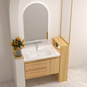อ่างล้างหน้าเซรามิกแบบฝังพร้อมตู้ข้าง อ่างล้างหน้าแบบตั้งพื้น - Product Image 3
