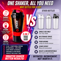 Bouteille shaker protéinée 3 couches 500 ml avec logo personnalisé, sans BPA, anti-fuite, pour la gym et le fitness, avec compartiment à poudre et boîte à pilules
