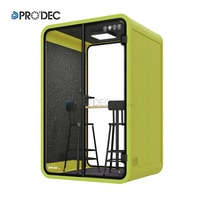 Cabine acoustique confortable pour réunions et formations, avec petit cadre métallique et fonction musicale