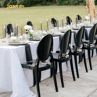 Vente en gros Chaises de salle à manger de mariage empilables à dossier rond Chaises Ghost noires pour événements