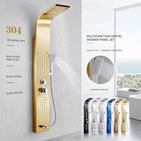 Panneau de douche cascade numérique en acier inoxydable SUS304 avec jets de massage corporel et douchette à main, fixation murale, pour hôtels, spas, projets OEM