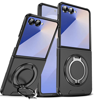 Coque de téléphone antichoc robuste en PC et TPU avec anneau magnétique, support et protection d'écran, compatible avec le support de voiture à ventouse pour Z Flip 6 7 8
