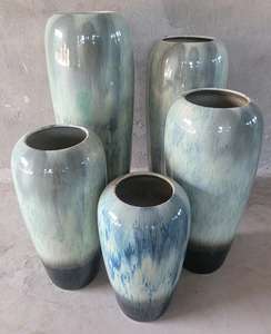 Grand <span class=keywords><strong>vase</strong></span> en céramique au sol Grand <span class=keywords><strong>vase</strong></span> de style européen avec glaçure changée au four Arrangement de fleurs de porche de salon - Product Image 2