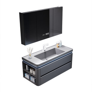 Light luxury hotel style rock integrated basin multifunctional intelligent <b>mirror</b> cabinet bathroom cabinet - Product Image 4