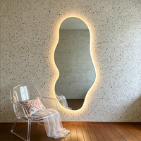 Espejo de Cuerpo Entero Inteligente LED, Espejo de Pie de Forma Irregular con Luz para Tienda de Ropa, Montado en la Pared