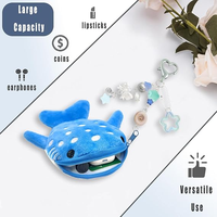 Porte-clés en peluche requin baleine style requin, personnalisable, mignon, avec fermeture éclair, pour femmes, pochette à monnaie, vente en gros