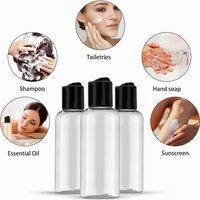 Bouteille en Plastique Transparente avec Couvercle Pression Noir, Adaptée pour Shampooing, Lotion, Crème Visage, Récipient Rechargeable