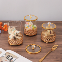 Ensemble de bocaux de rangement en verre personnalisés, directement de l'usine, avec décorations plaquées or, pour commandes en gros, OEM/ODM pris en charge
