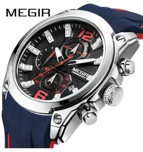 Top Brand Megir 2063 Chronograph Watches Men Luxury Waterproof Silicone Band Wristwatches Relogio Megir