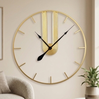 Jam Dinding Modern Gaya Nordik Grosir Aksen Rumah 66.04*3.18*66.04CM Jam Dinding Logam Emas untuk Ruang Tamu
