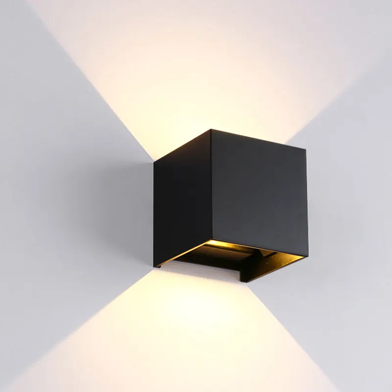 12W LED Cube Wall Light Outdoor Up and Down Lighting Aluminum Garden Decoration Wall Sconce Adjustment LED Wall Lamp