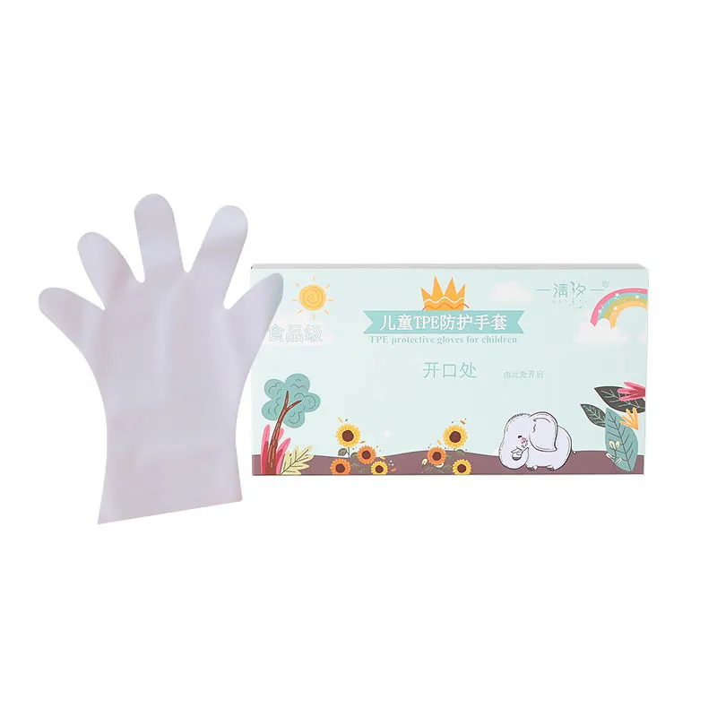 Wholesale Disposable White Tpe Work Safety Gloves For Kids Washing Household Hand Powder Free Writable Food Grade Cooking