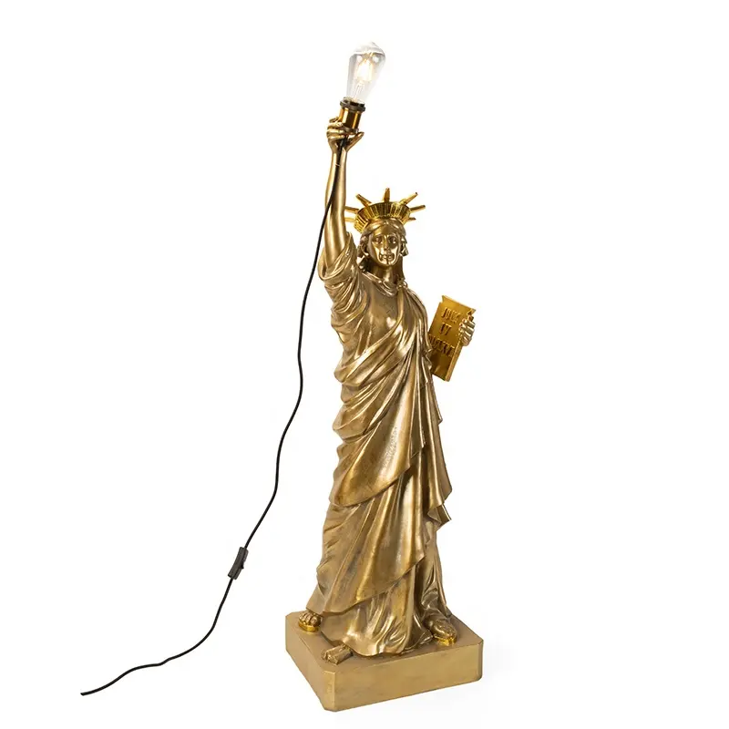 المنزل تمثال للتزين الحرية تمثال راتنج الذهب مصباح أرضي الحديثة