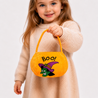 Sac à bonbons en forme de citrouille d'Halloween pour enfants, sac à main portable, sac cadeau pour la décoration de fête d'Halloween et la décoration de la maison