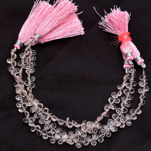 AAA Quartz Rose Hydro Gemstone 6x4mm Facettes Poire Briolette Perle Rose Couleur Quartz Semi-Précieux Gemme Perle Pour La Fabrication De Bijoux - Product Image 4